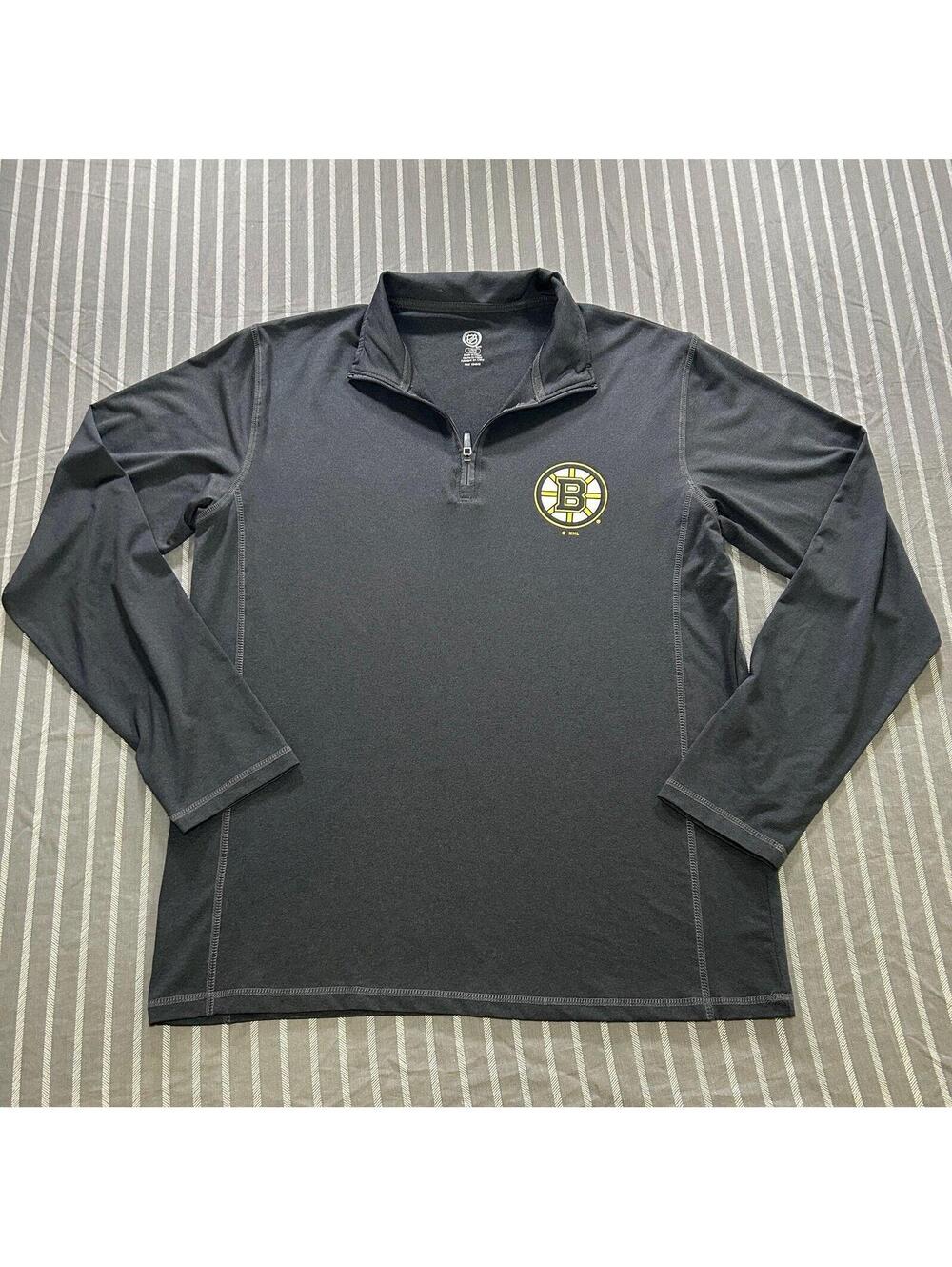 NHL Boston Bruins Logo Black 1/4 Zip Pullover Men's Large 42/44